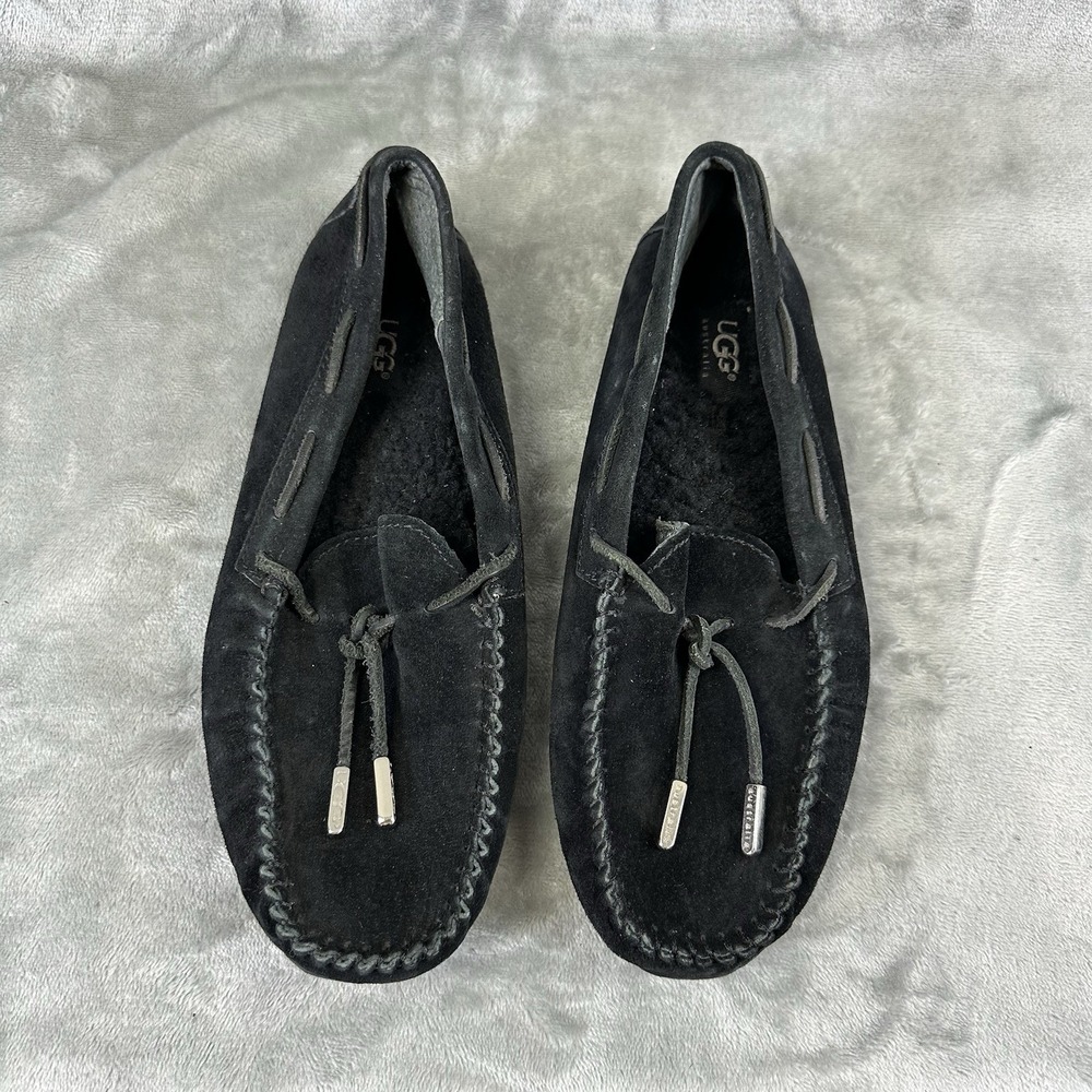 UGG Moccasin Women's 9 Black Slippers Driving Shoes - Picture 1 of 11
